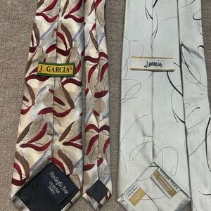 J. Garcia Silk Ties - Red, Cream, and Black